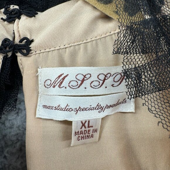 M.S.S.P Sleeveless Black Lace Blouse With Floral Pattern & Sheer Stripes Size XL - Picture 8 of 11